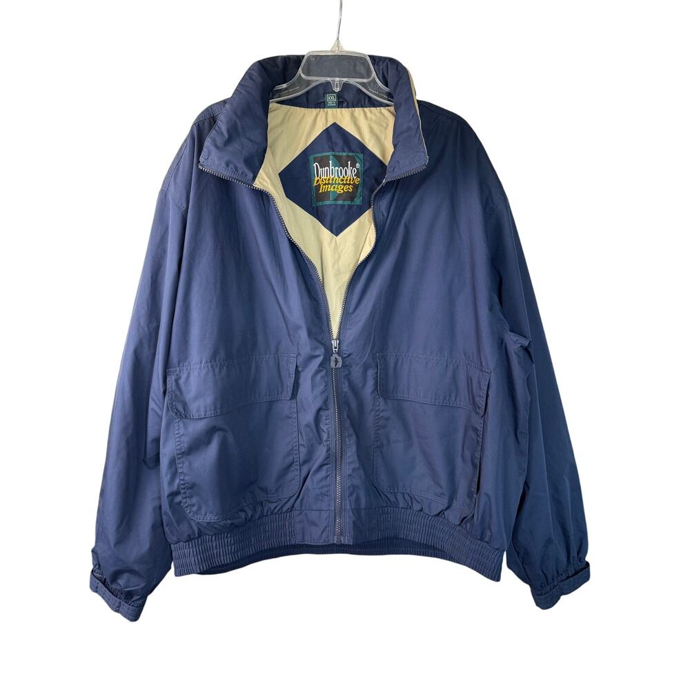 Vintage 90s Streetwear Dunbrooke Brookside Jacket XXL Navy Zip Hood Windbreaker
